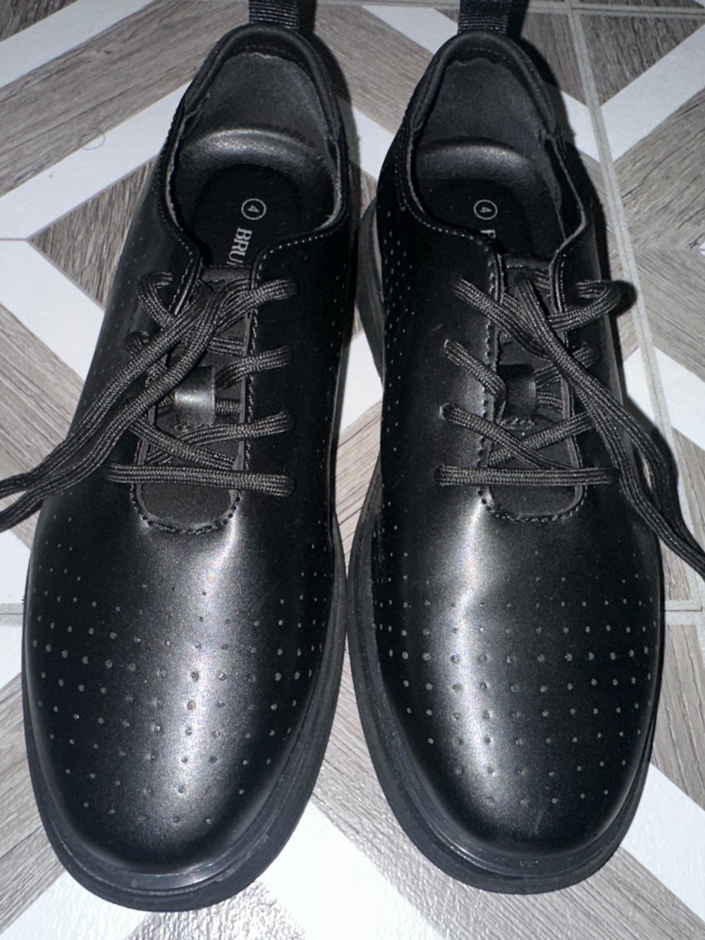 Bruno Marc Boys Black Perforated Derby Shoes